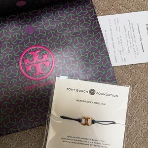 Tory Burch embrace ambition bracelet black gold gift new NWT